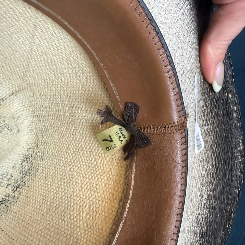 Charlie 1 Horse Straw Western Hat Size 7 3/8 Large Tan Brown Band